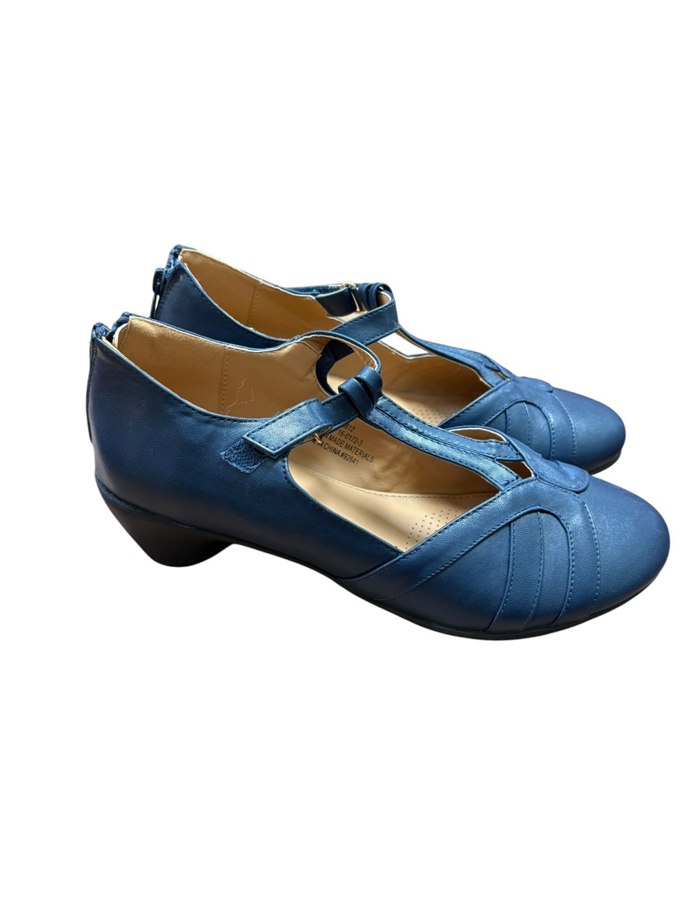 Comfortview Celine Blue T‑Strap Low Heel size 9W wide width vintage style